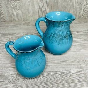 De Silva Italian Glazed Pottery Pitchers turquoise kitchen decoration